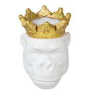Resin 9" Gorilla W/ Crown, White
