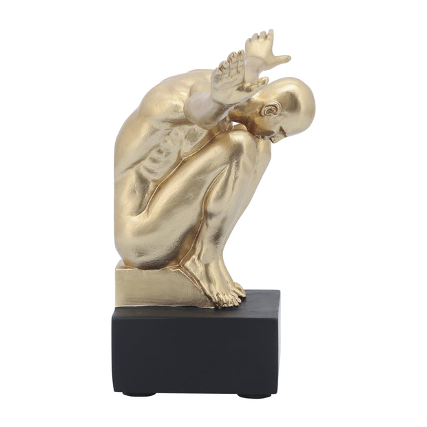 Resin, S/2, 6''h,  Man Sculpture Bookend, Gold