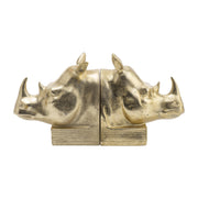 Res, S/2 8"h, Rhino Bookend, Gold