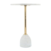 Marble/metal, 20"h Side Table, White/gold Kd