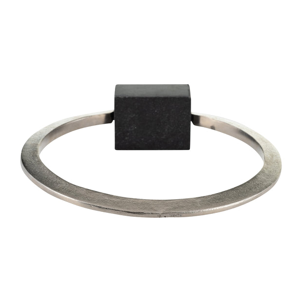 Metal,12",standing Ring W/base ,nickel/black