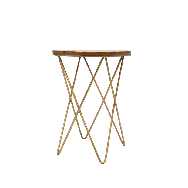 S/2 Metal & Wood Accent Tables, Brown