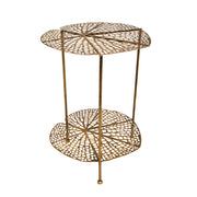 Metal 22" Lotus Accent Table, Gold