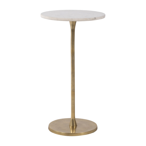 Metal, 24"h Round Drink Table, Gold/white