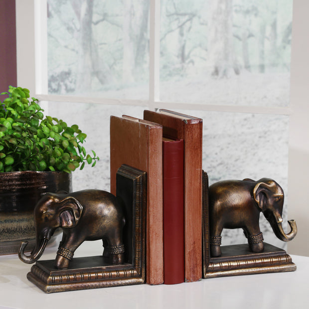 S/2 Polished Elephant Bookends