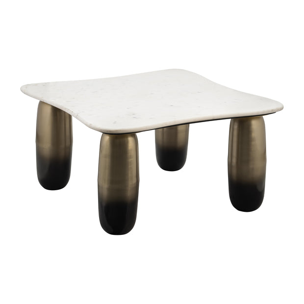Marble/metal, 30"dx16"h Coffee Table, Wht/gld