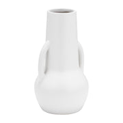 Cer,8",vase W/handles,white