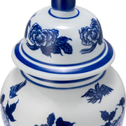 Cer, 10"h Temple Jar, Blue/white