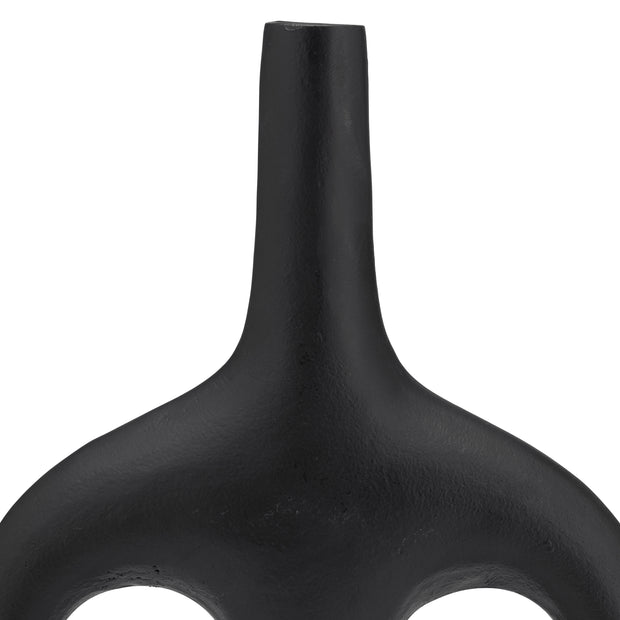 Metal,15", Hollow Handles Vase,black