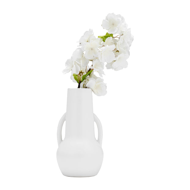 Cer,8",vase W/handles,white
