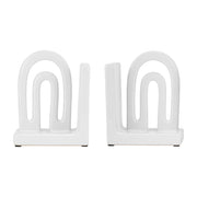Cer,s/2 6" Arch Bookends, White