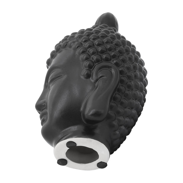 Ceramic 10" Buddha Head, Black