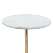 Marble/metal, 20"h Side Table, White/gold Kd