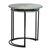 Metal, S/2 22/24" Round Side Tables, Ombre Gray/mo