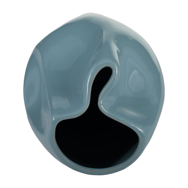 Cer, 10"h Abstract Vase, Cameo Blue