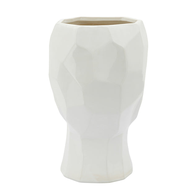 Ceramic, 12" Face Vase, White