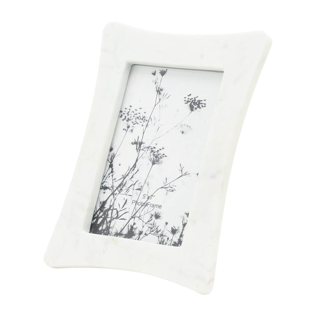 Marble, 5x7 Curved Photo Frame, White