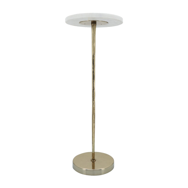 Metal/marble, 21"h Drink Table, White/gold Kd