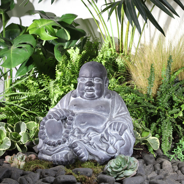14" Happy Buddha, Gray