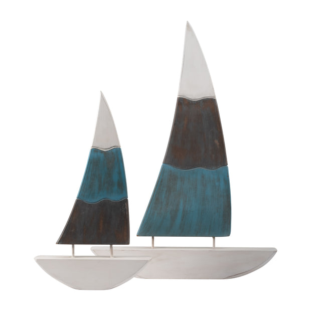 Wood, 19" Tri-color Sailboat, Multi