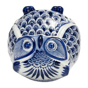 Cer, 6"h Chinoiserie Owl, Blue/white