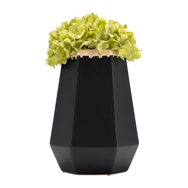 Cer, 11"h Vase W/ Weaving, Black