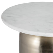 Marble/metal, 16"dx23"h Side Table, Wht/gld Kd