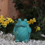 Ceramic Standing Frog 9",teal