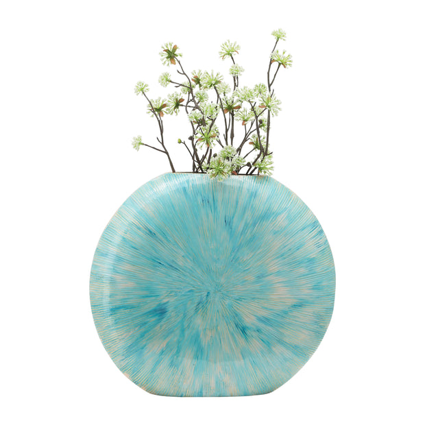 14" Decorative Metal Vase, Turq