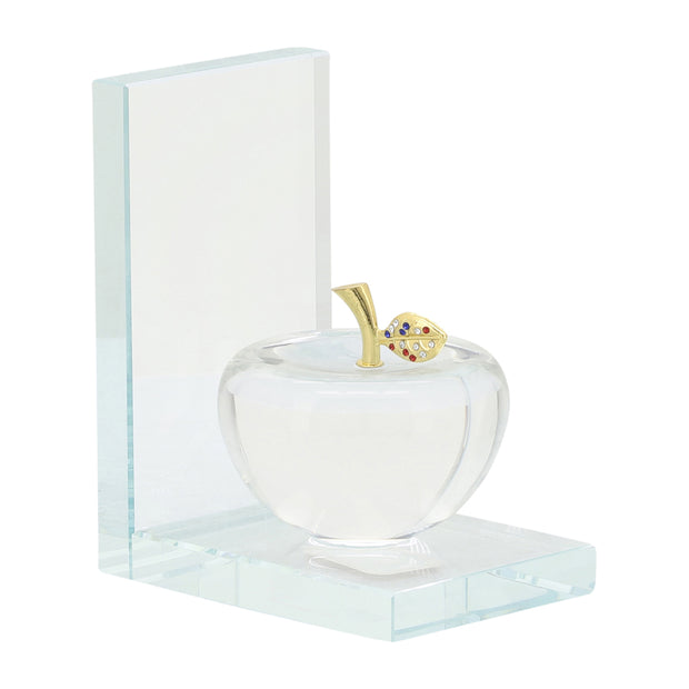 S/2 Crystal Apple Bookends, Clear