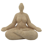 Resin 11" Sucasana Female Yoga Figurine, Brown