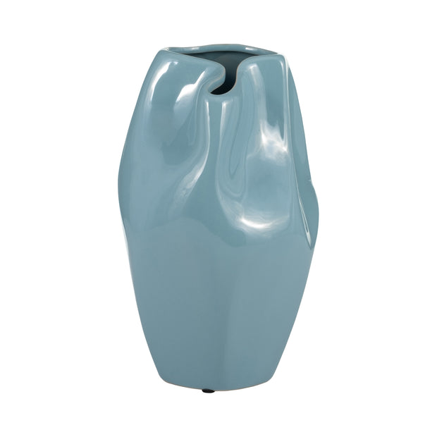 Cer, 10"h Abstract Vase, Cameo Blue