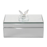 Glass, 8"l Rec Jewelry Box  Butterfly  Top,