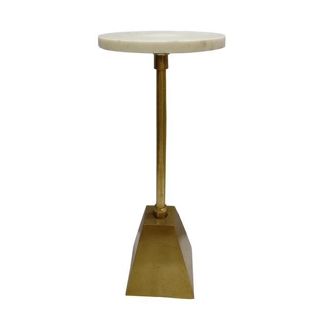 Metal, 23"h Round Drink Table, Gold/white