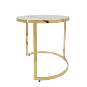 S/2 Metal/marble Glass Round Side Table, Gold