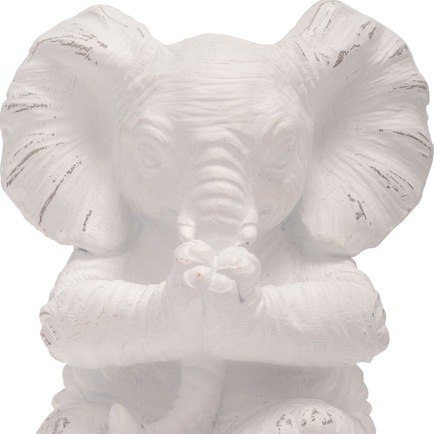 Resin, S/3 6" Stone Look Yoga Elephant, White