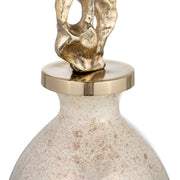 Glass, 20"h Metal Vase Tribal Topper,  Gold