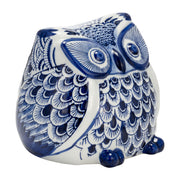 Cer, 6"h Chinoiserie Owl, Blue/white