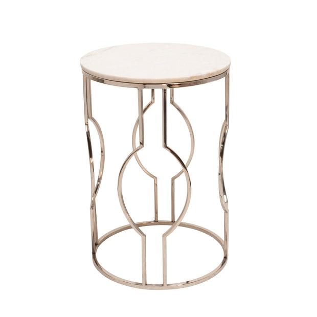 S/2 Metal/marble Round Tables, Silver