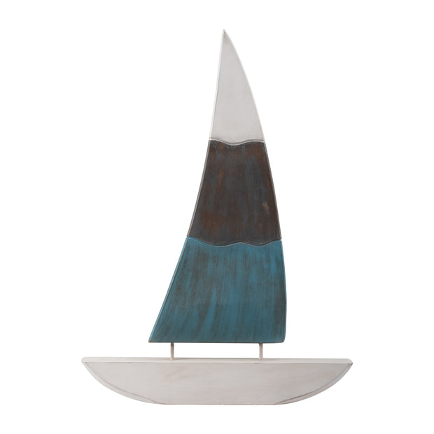 Wood, 27" Tri-color Sailboat, Multi