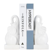 Cer, S/2 8"h Elephant Bookends, White