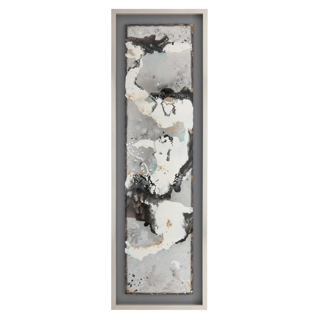 66x21 S/3 Abstract Canvas, Black On Silver Frame