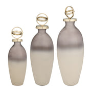 Glass,20",bottle W/sphere Lid,white/gold