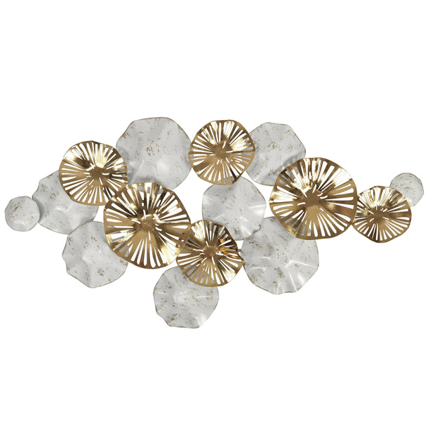 Metal, 37" Lily Pads Wall Decor, Gold/white