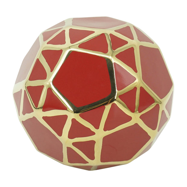 Ceramic Orb 6" Red/gold
