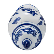 Cer, 10"h Temple Jar, Blue/white
