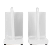 Cer,s/2 6" Arch Bookends, White